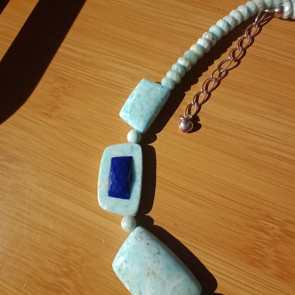 Jay King DTR Blue Aragonite and Lapis Bead 20" Sterling Silver Necklace - Picture 9 of 16